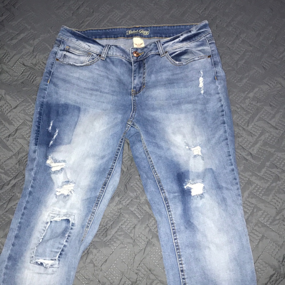 Faded Glory Distressed Patch Jeans